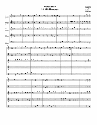 Alla hornpipe from Water music (arrangement for 5 recorders)