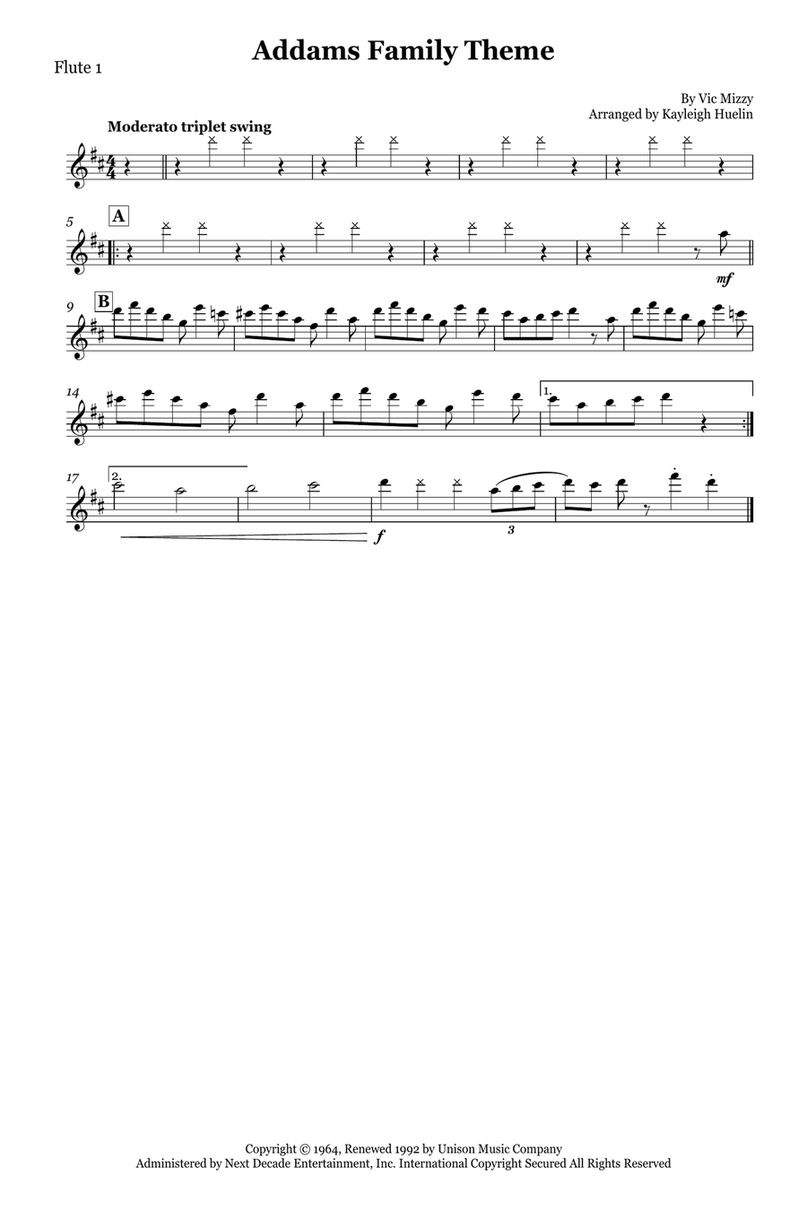 Addams Family Theme Addams Family Theme Flute Quartet scores gallery preview page 3