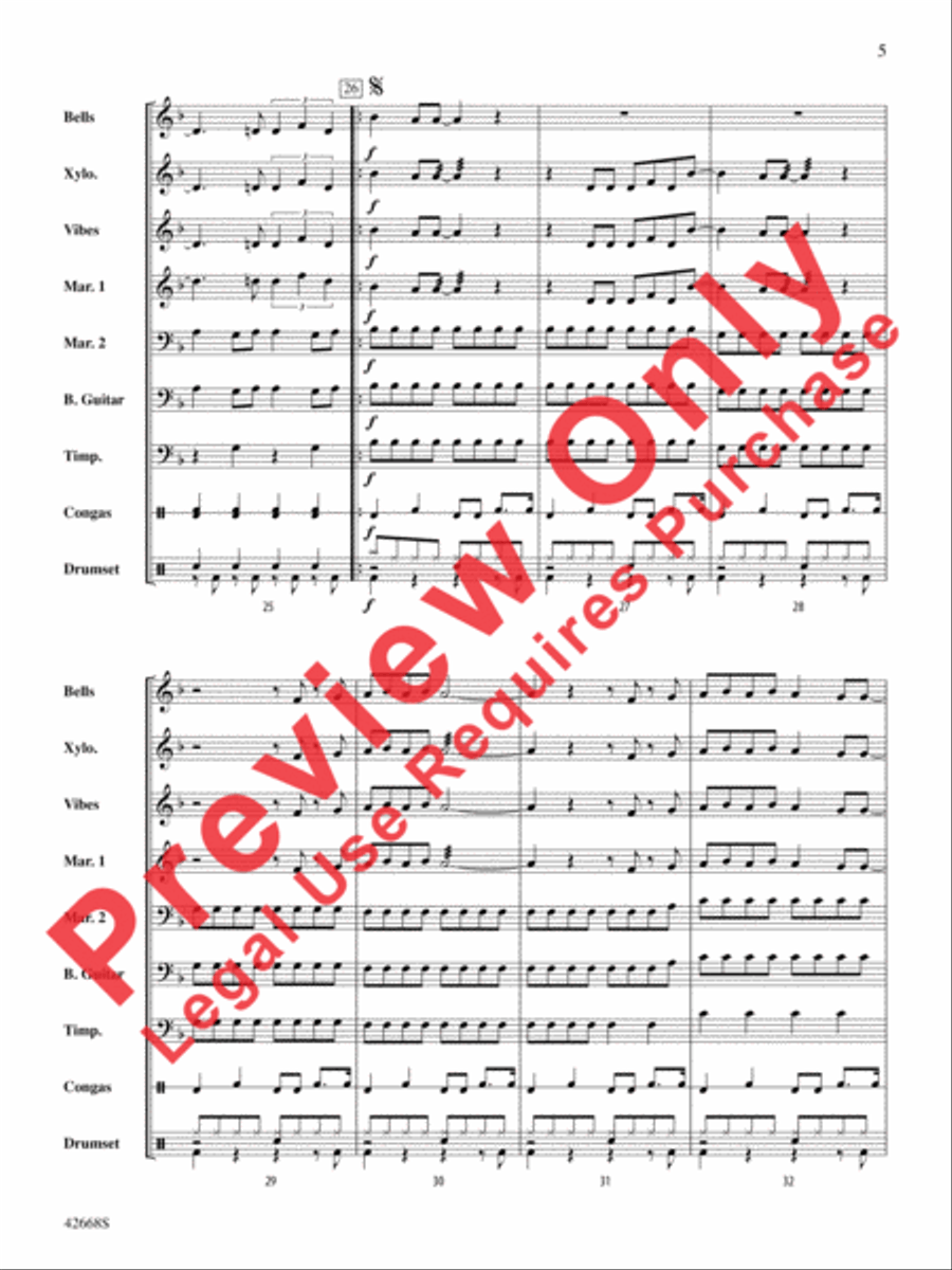 Locked Out of Heaven Percussion Ensemble scores gallery preview page 6