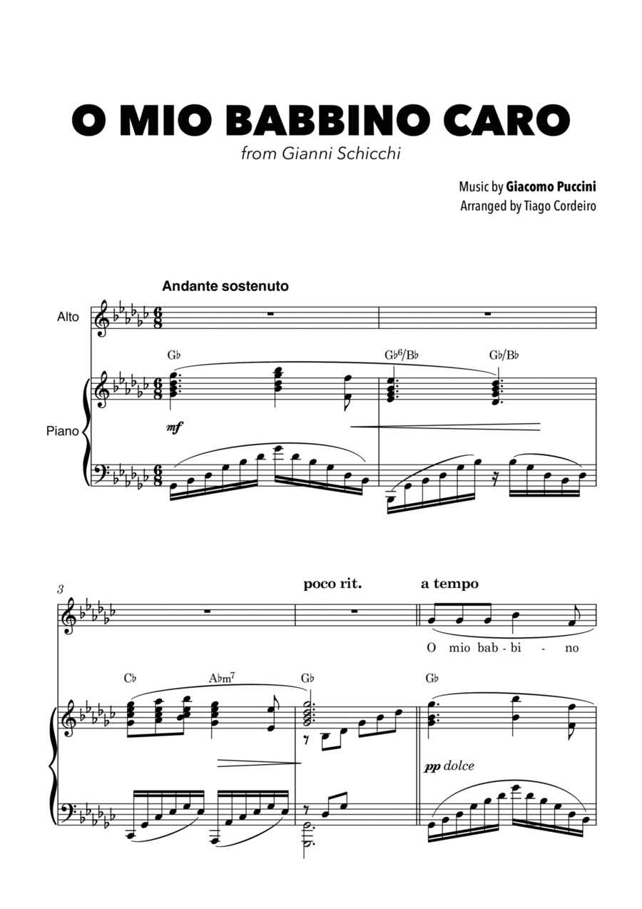 O Mio Babbino Caro O Mio Babbino Caro Voice scores gallery preview page 1