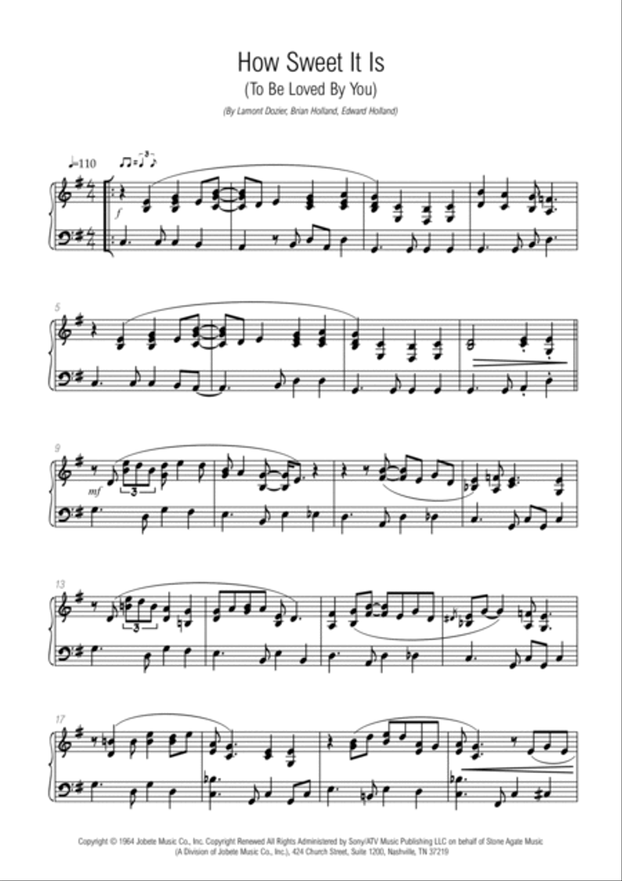 How Sweet It Is (to Be Loved By You) Piano Solo scores gallery preview page 2