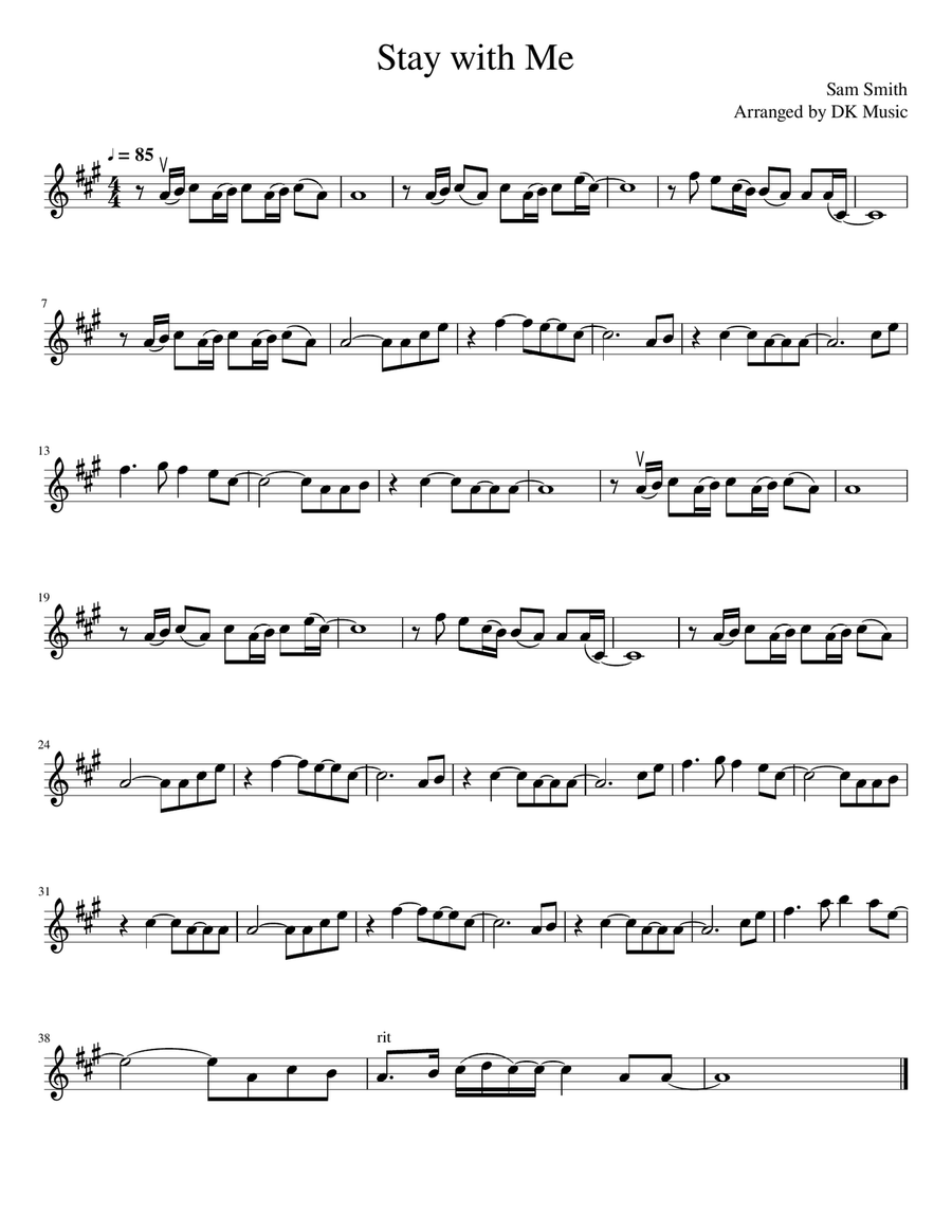 Stay With Me Violin Solo scores gallery preview page 1