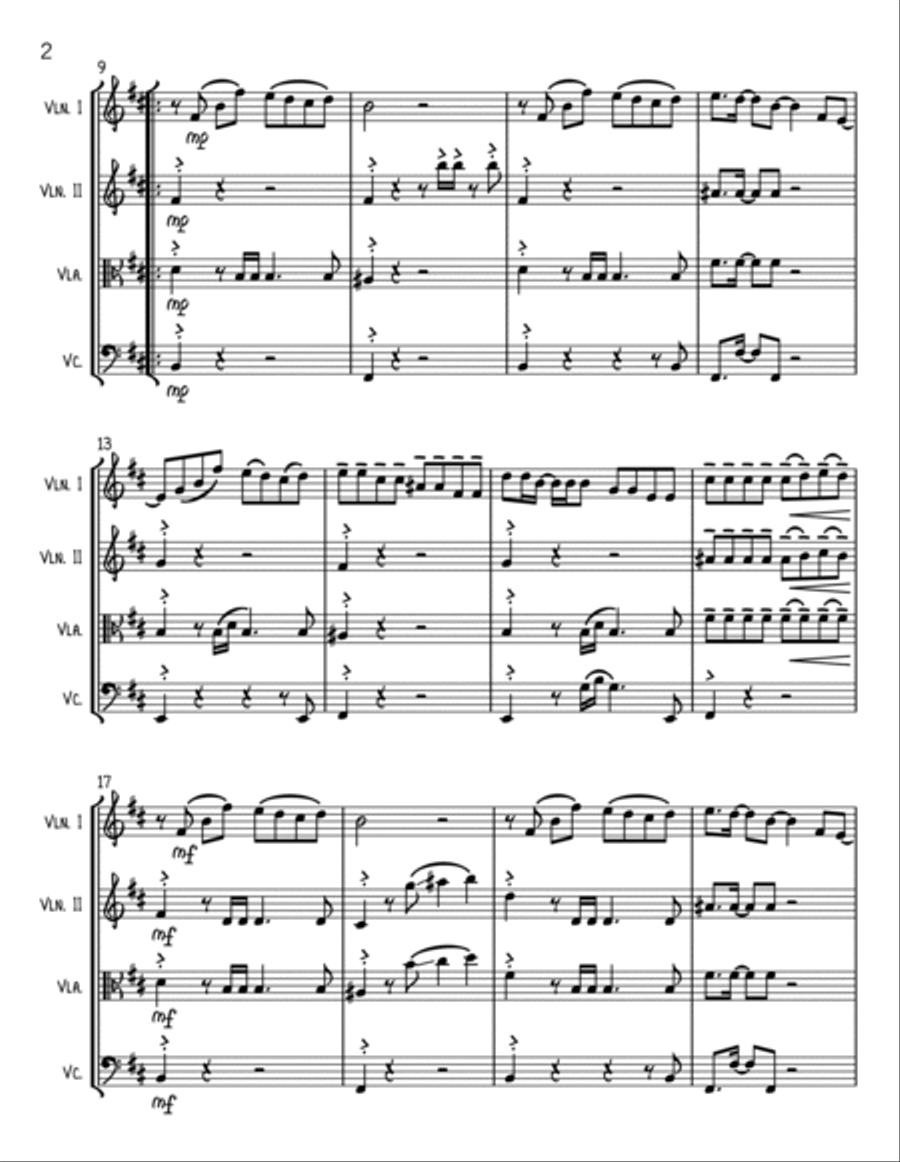 Bills, Bills, Bills Bills, Bills, Bills String Quartet scores gallery preview page 2