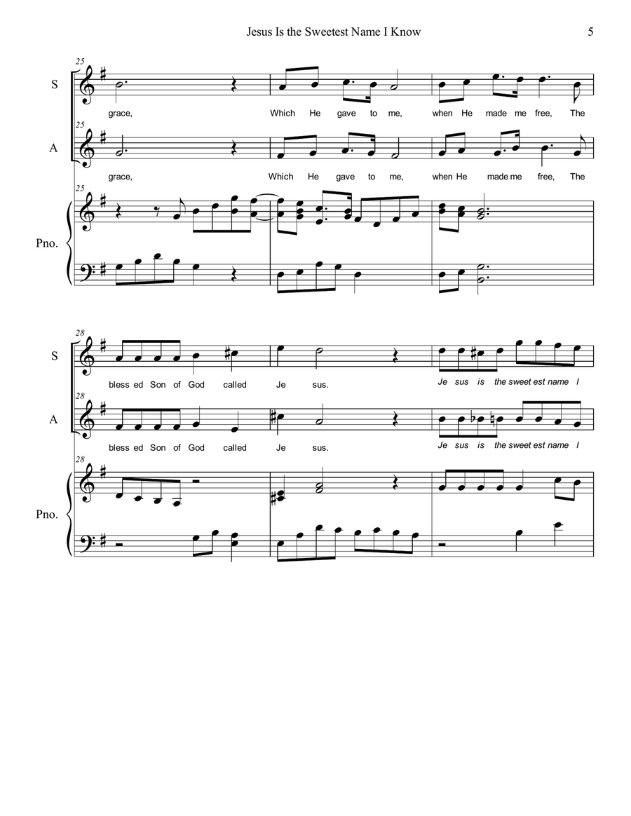 Jesus Is the Sweetest Name I Know Alto Voice scores gallery preview page 5