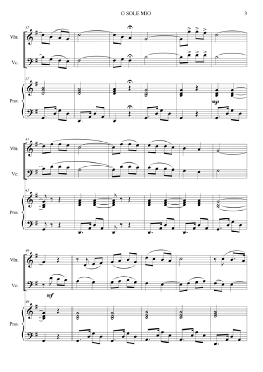 O Sole Mio O Sole Mio Piano Trio scores gallery preview page 3