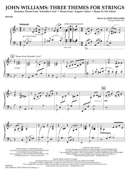 John Williams: Three Themes for Strings (arr. John Moss) - Piano