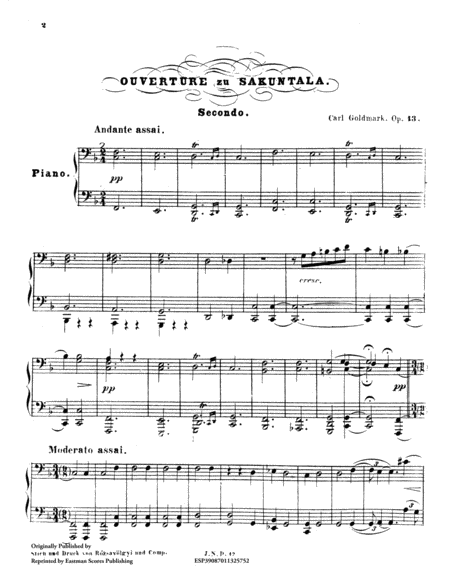 Ouverture zu Sakuntala, fur Orchester, op. 13. Fur Pianoforte 4 Handen