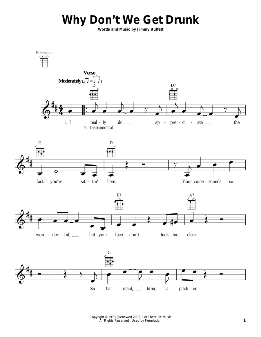 Why Don't We Get Drunk Ukulele scores gallery preview page 1