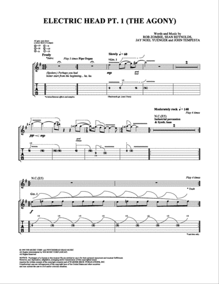 Electric Head Pt. 1 (The Agony) Electric Guitar scores gallery preview page 1