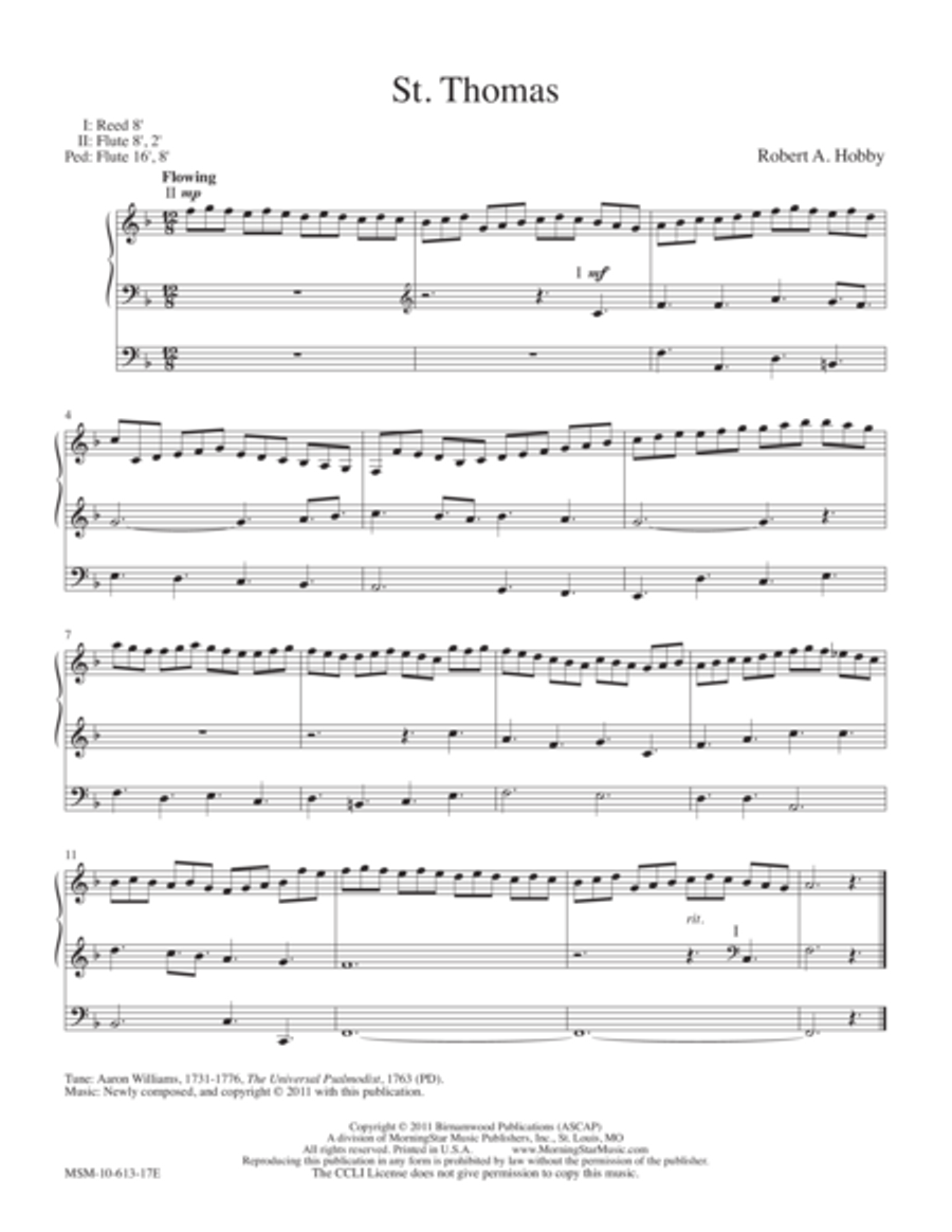 St. Thomas St. Thomas Organ scores gallery preview page 1