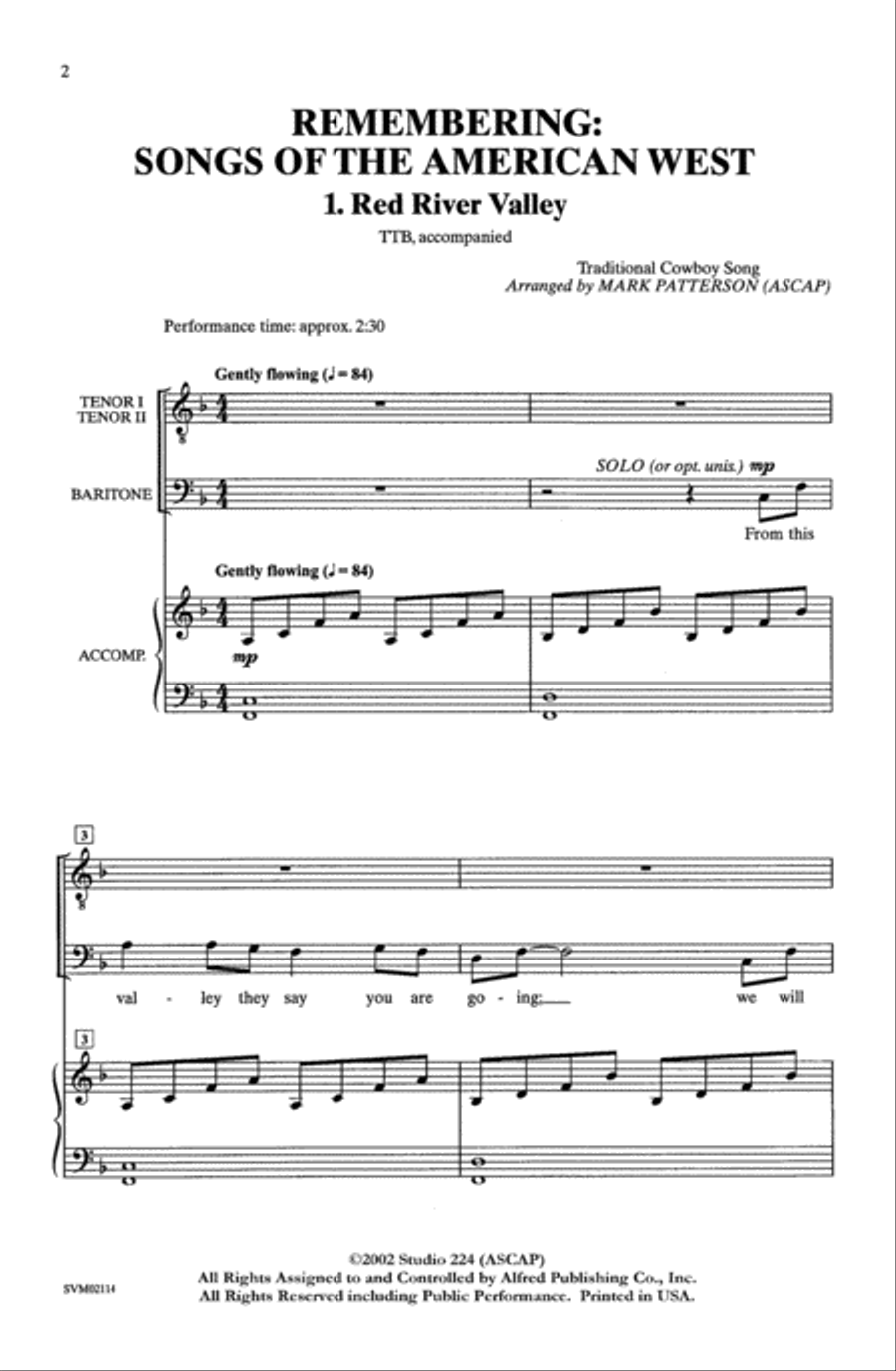 Remembering: Songs of the American West Choir scores gallery preview page 1