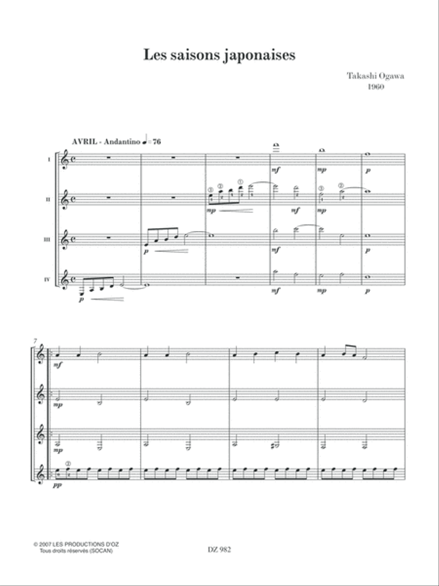 Musique facile pour 4 guitares - Japon (Les saisons japonaises, vol. 2) Guitar Ensemble scores gallery preview page 2