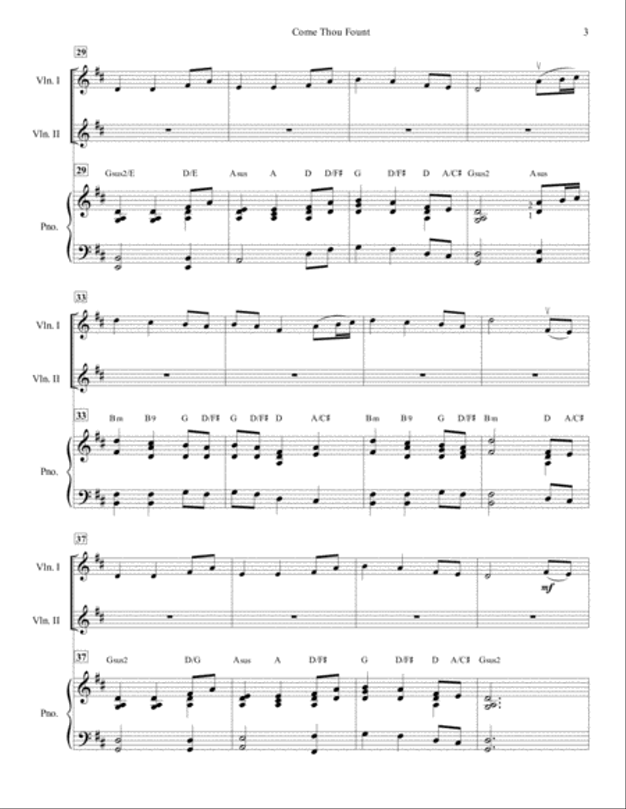 Come Thou Fount, for Two Violins and Piano (feat. Stephanie Immordino) Violin scores gallery preview page 4