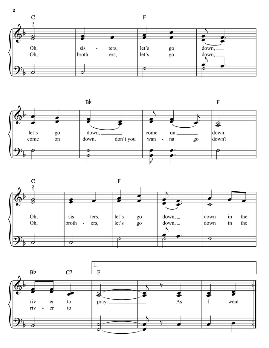 Down To The River To Pray (from O Brother, Where Art Thou?) Easy Piano scores gallery preview page 2
