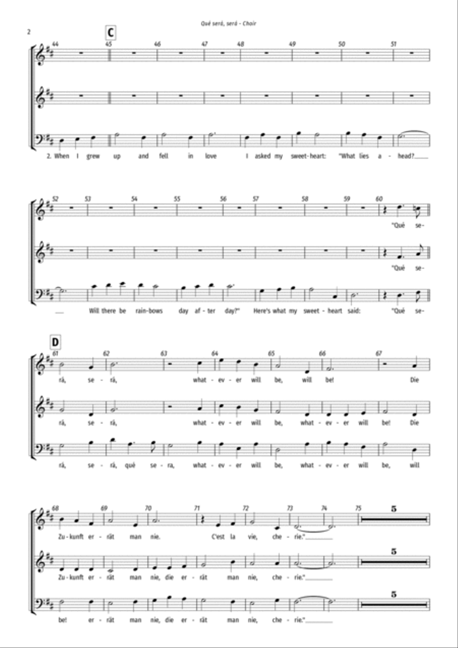 Que Sera, Sera (whatever Will Be, Will Be) 3-Part scores gallery preview page 5