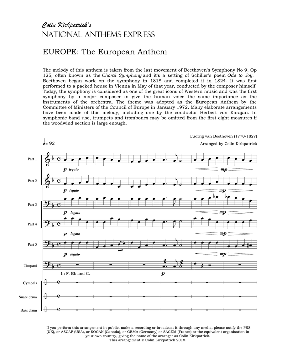 The European Anthem Concert Band scores gallery preview page 4