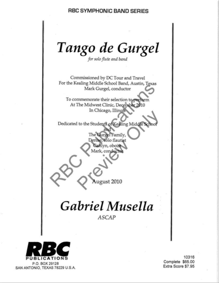 Tango De Gurgel (Score) Tango De Gurgel (Score) Concert Band scores gallery preview page 2