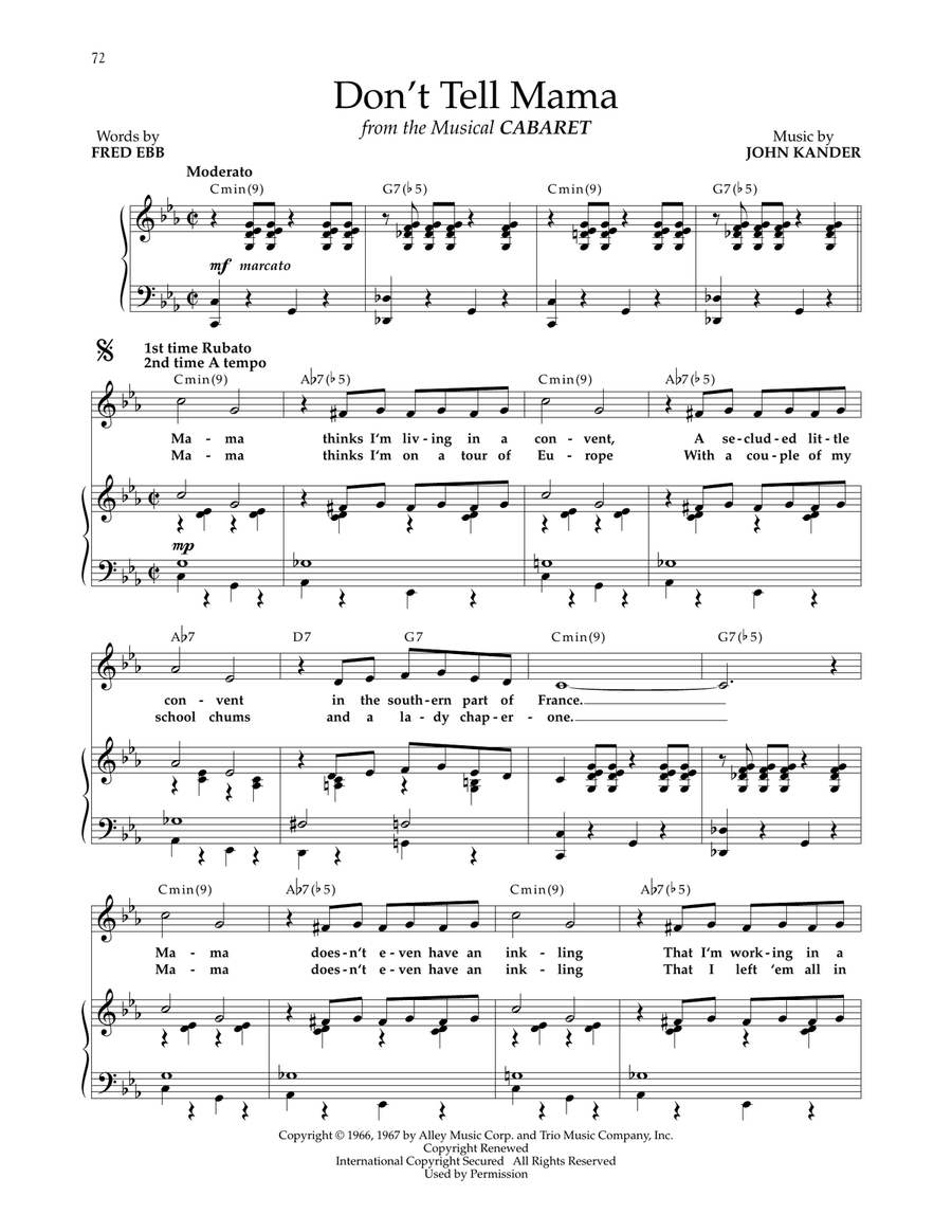 Don't Tell Mama (from Cabaret) Voice scores gallery preview page 1