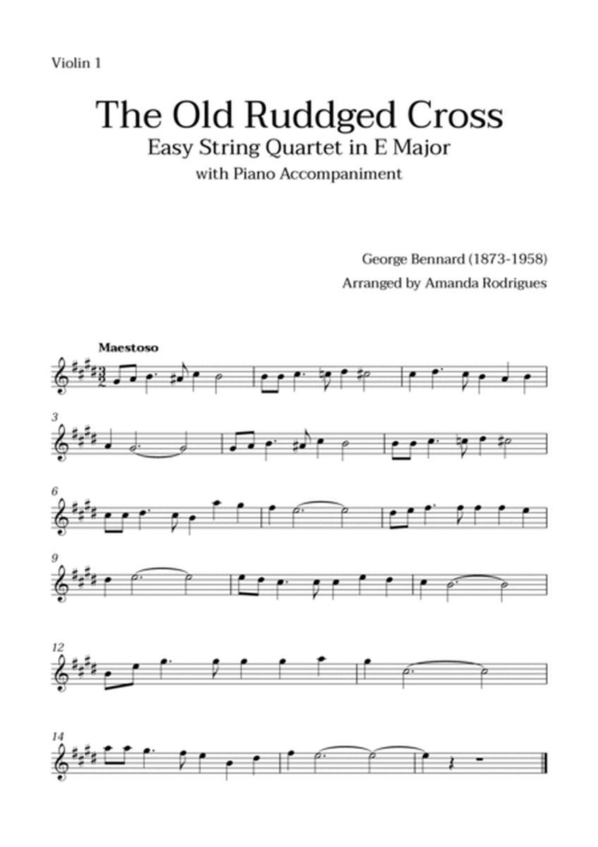 The Old Rugged Cross in E Major - Easy String Quartet with Piano Accompaniment image number null
