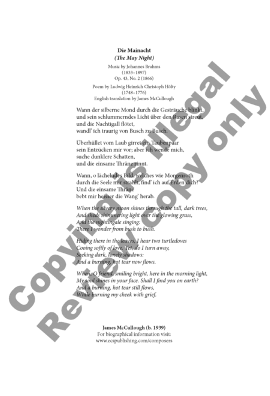 Die Mainacht (The May Night) SSAA scores gallery preview page 4
