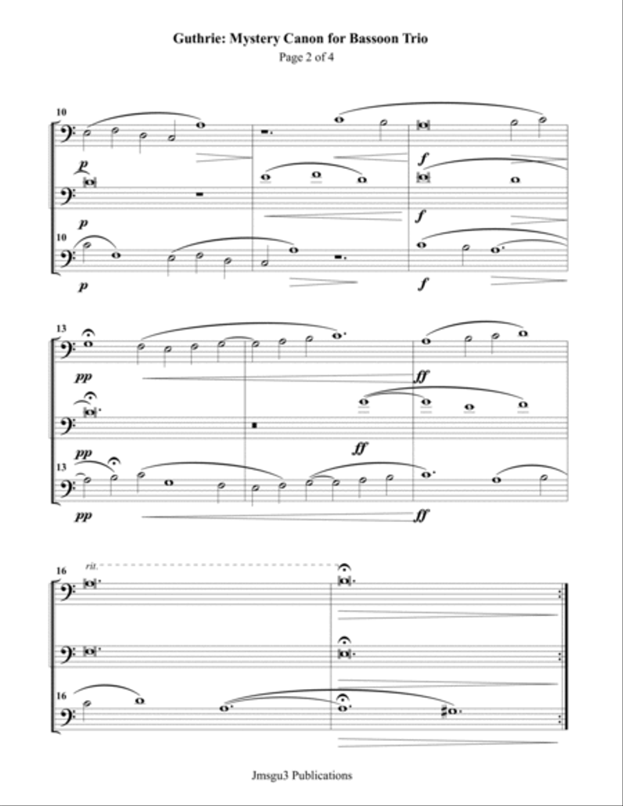 Guthrie: Mystery Canon for Bassoon Trio Woodwind Trio scores gallery preview page 2