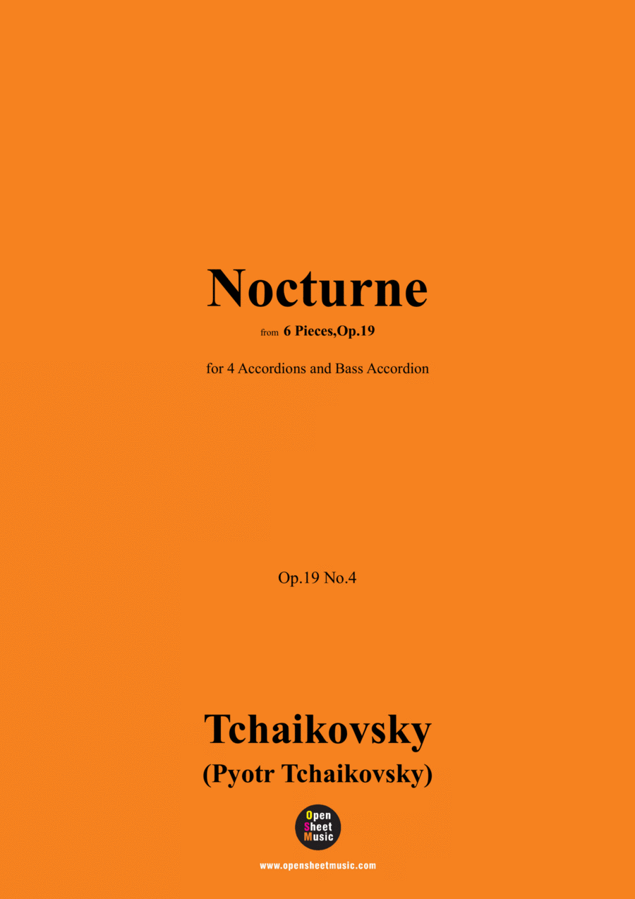 Book cover for Tchaikovsky-Nocturne,Op.19 No.4,for 4 Accordions and Bass Accordion
