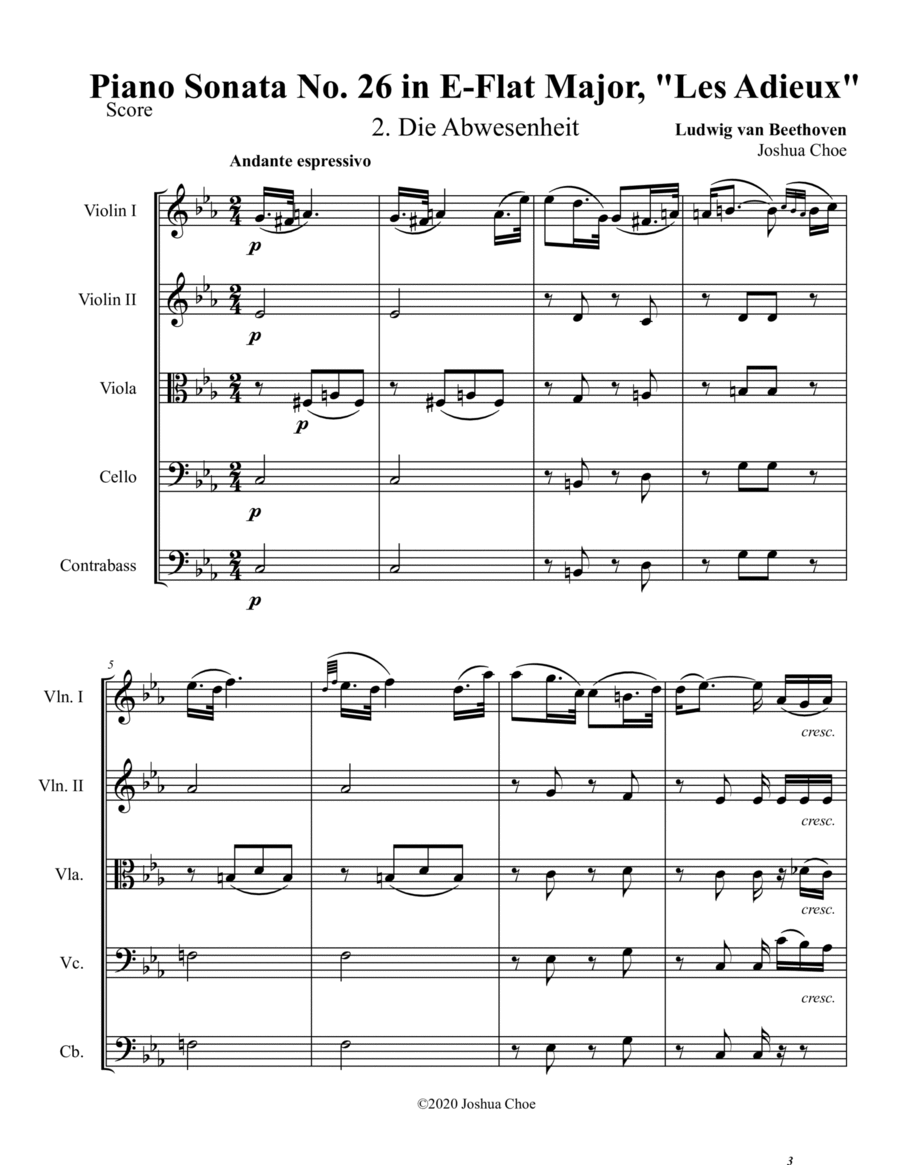 Les Adieux Sonata, Abwesenheit (