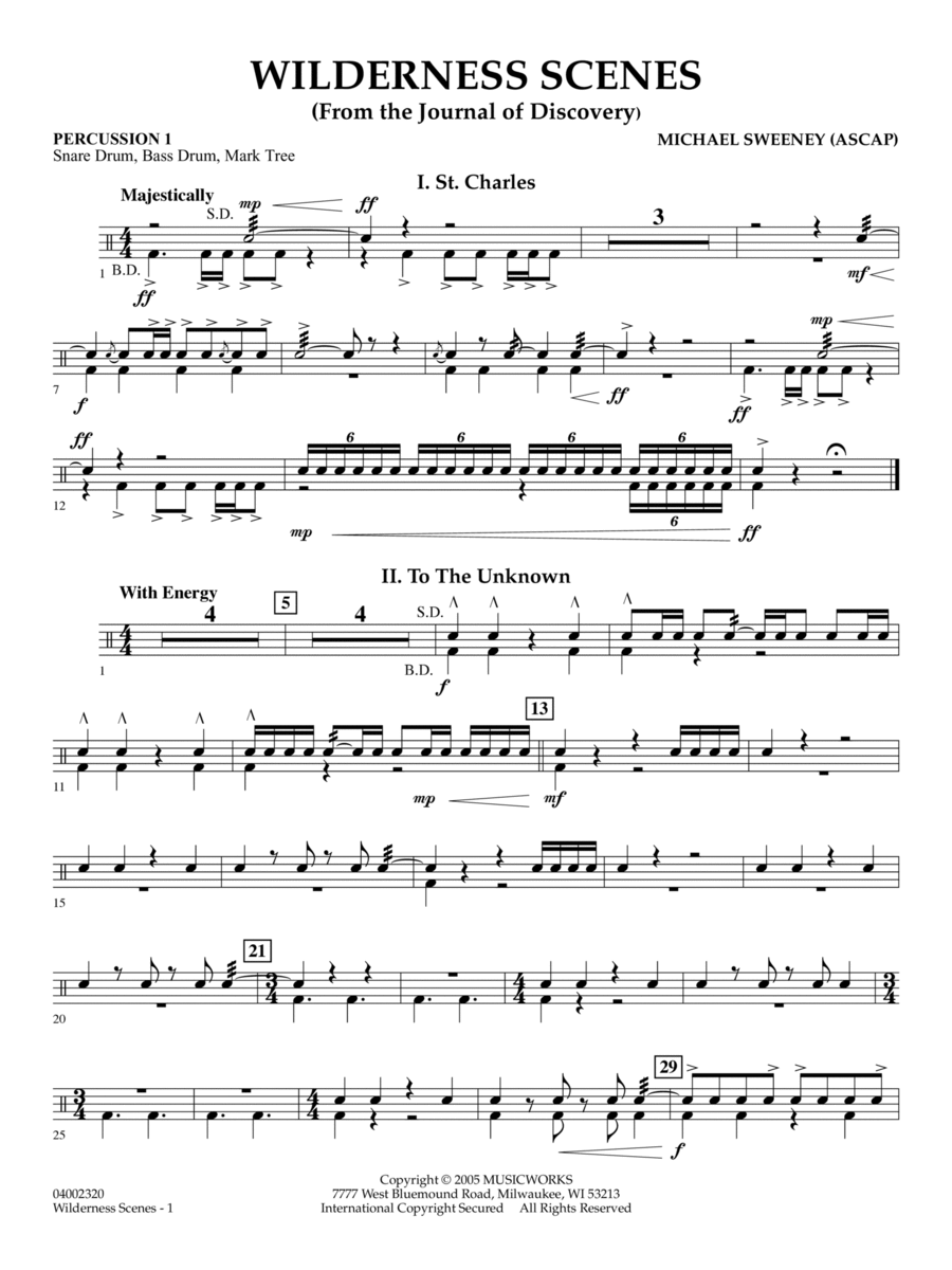 Wilderness Scenes (from The Journal Of Discovery) - Percussion 1 Concert Band scores gallery preview page 1