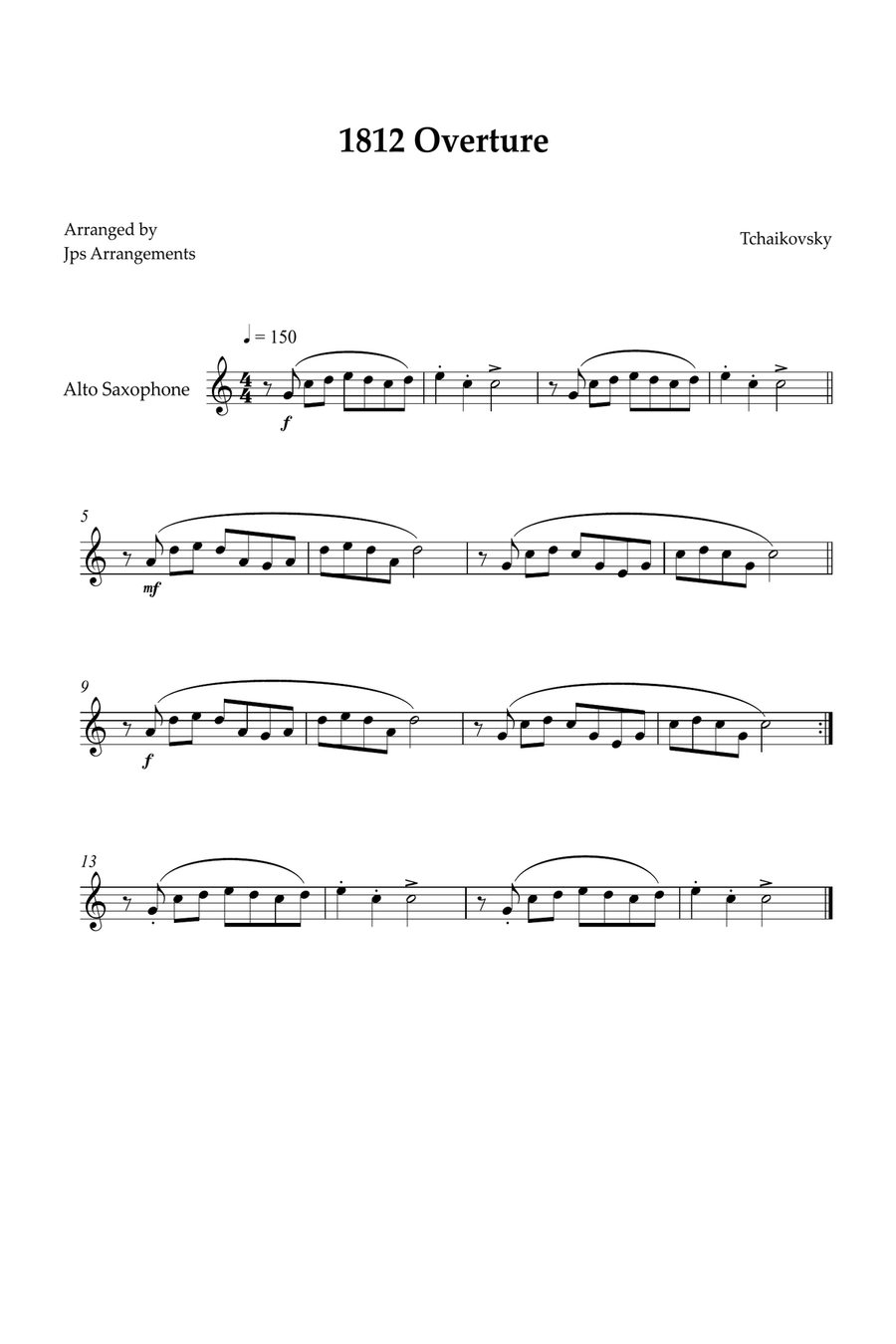 1812 Overture for Alto sax Alto Saxophone scores gallery preview page 1