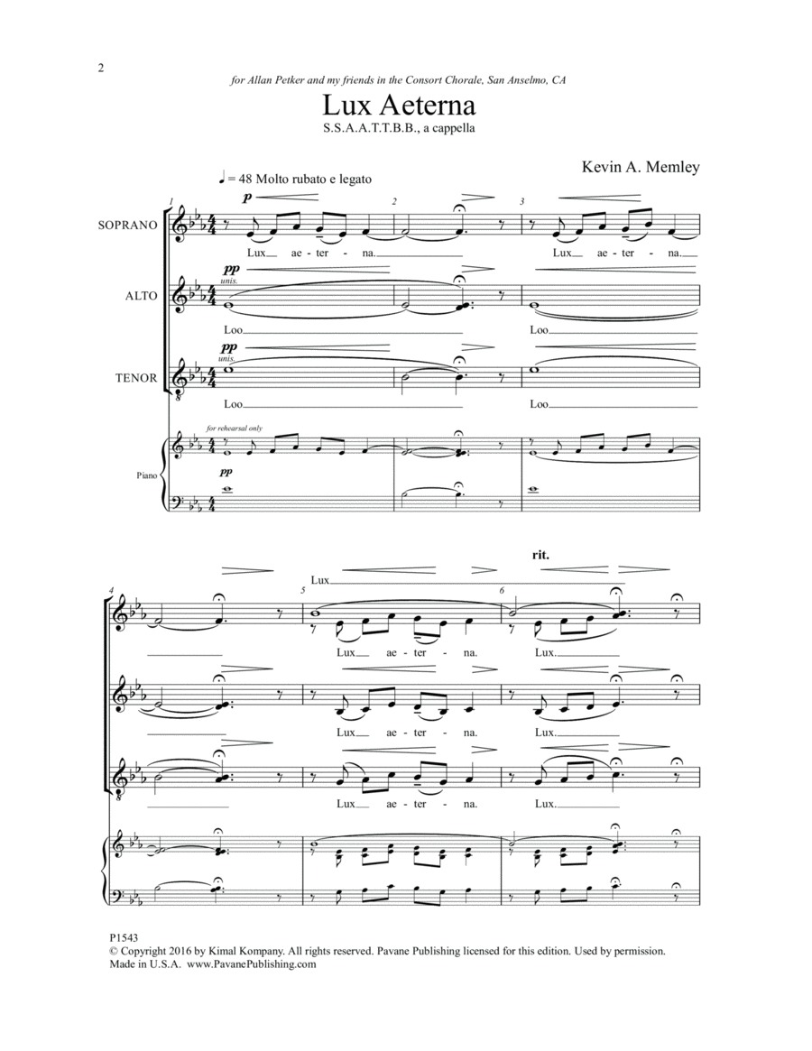 Lux Aeterna Lux Aeterna SSAATTBB scores gallery preview page 1