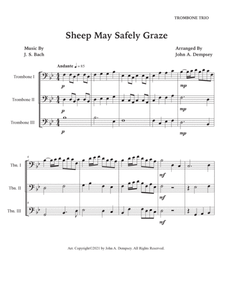 Sheep May Safely Graze (Bach): Trombone Trio image number null