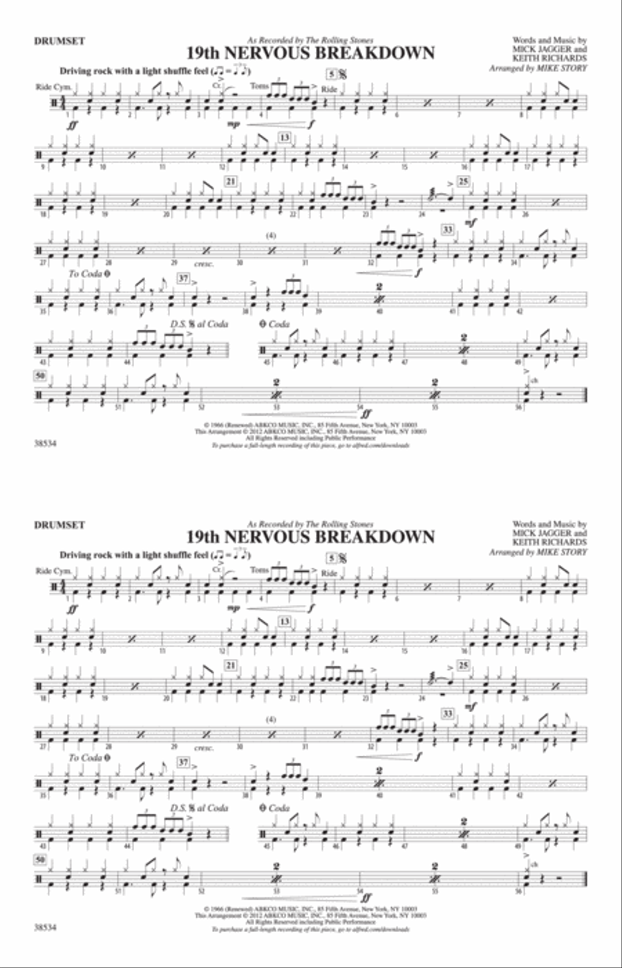 19th Nervous Breakdown: Drumset Marching Band scores gallery preview page 1