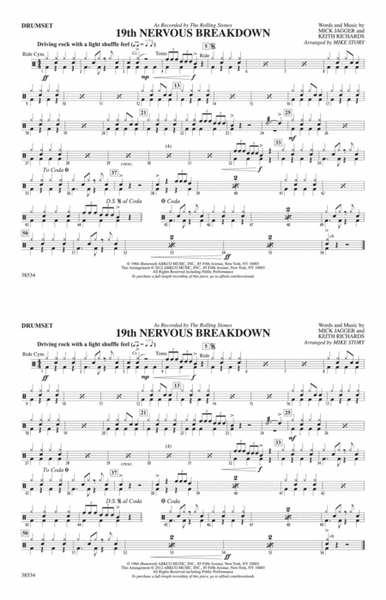 19th Nervous Breakdown: Drumset Marching Band - Digital Sheet Music