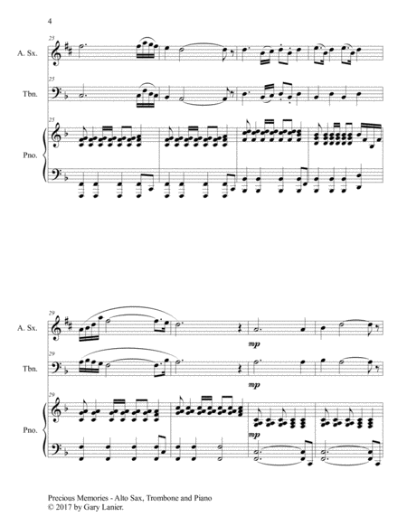Precious Memories (Trio - Alto Sax, Trombone & Piano with Score/Part) image number null