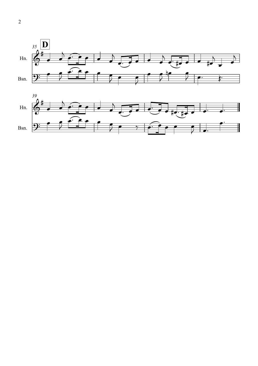 Greensleeves for Horn and Bassoon Duet Woodwind Duet scores gallery preview page 2
