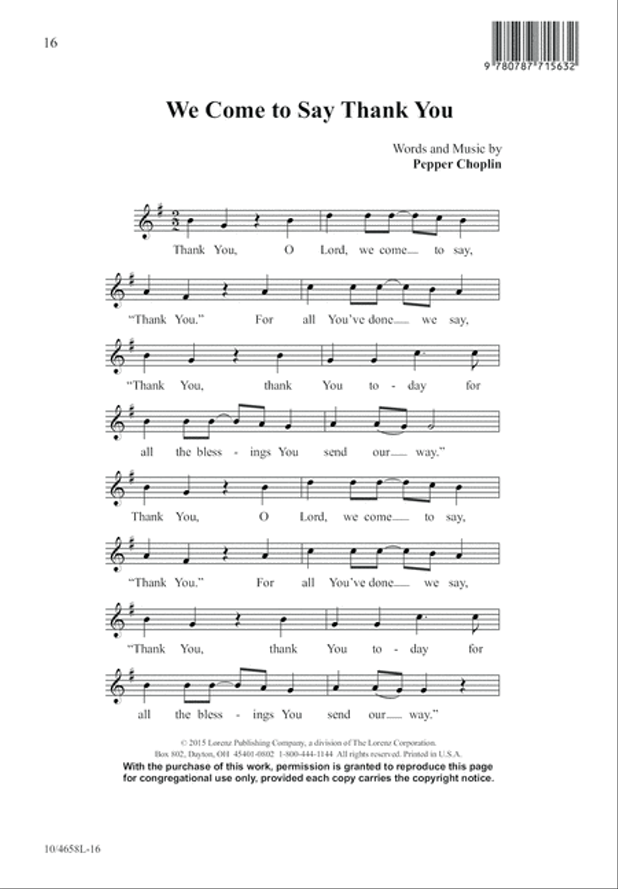 We Come to Say Thank You We Come to Say Thank You 4-Part scores gallery preview page 16