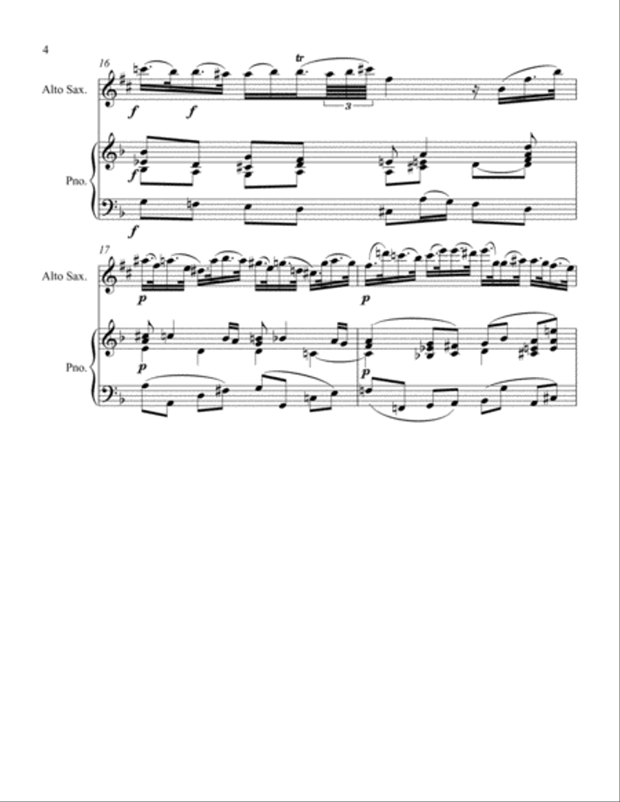 Sonata #1 Movement 1 in D Minor for Alto Sax and Piano Alto Saxophone scores gallery preview page 4