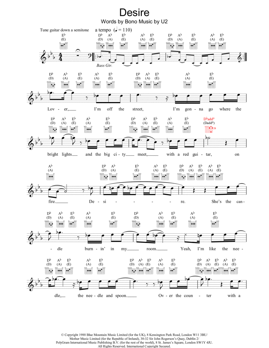 Desire Desire Piano scores gallery preview page 1
