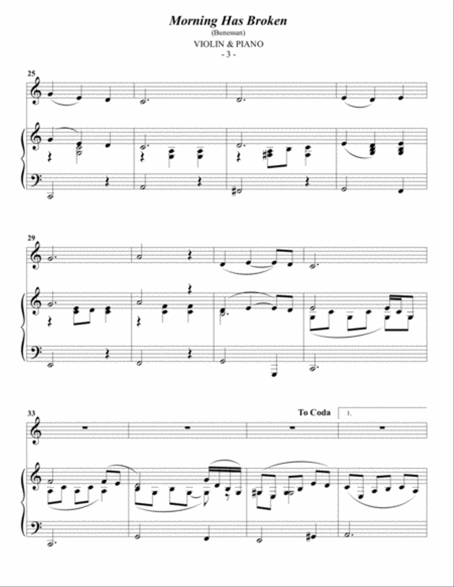 Morning Has Broken Violin Solo scores gallery preview page 3