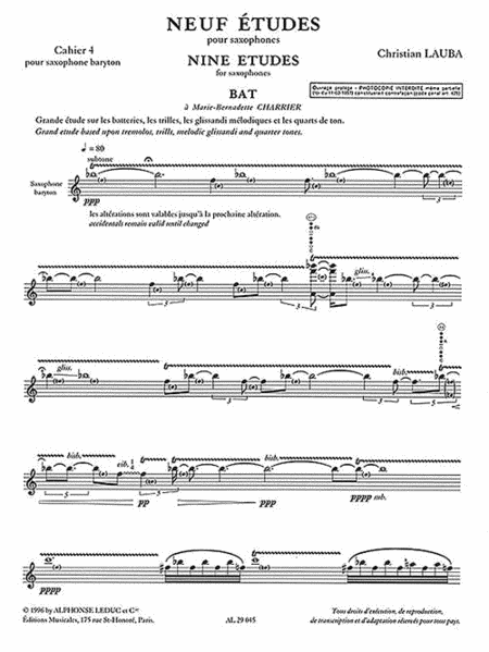9 Etudes Vol.4: Baritone Saxophone (saxophone Solo)