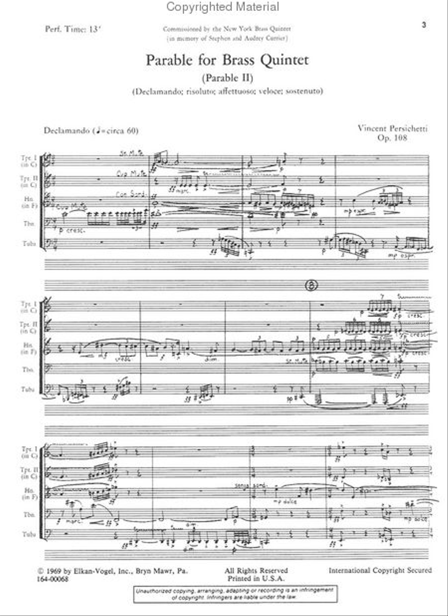 Parable For Brass Quintet Brass Quintet scores gallery preview page 2