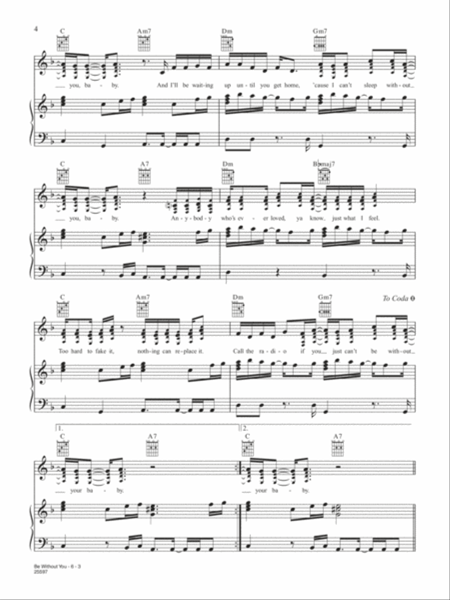 Be Without You Piano, Vocal, Guitar scores gallery preview page 3