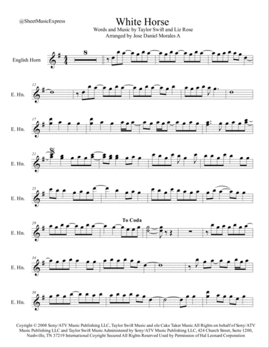 White Horse White Horse English Horn scores gallery preview page 1