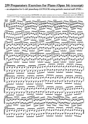Schmitt (Alois) 259 Preparatory Exercises for Piano (Opus 16) (excerpt) - G-clef pian arr. (PMS)