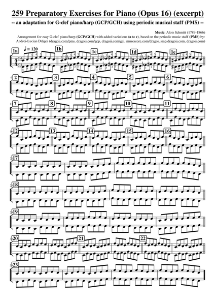 Schmitt (Alois) 259 Preparatory Exercises for Piano (Opus 16) (excerpt) - G-clef pian arr. (PMS) image number null