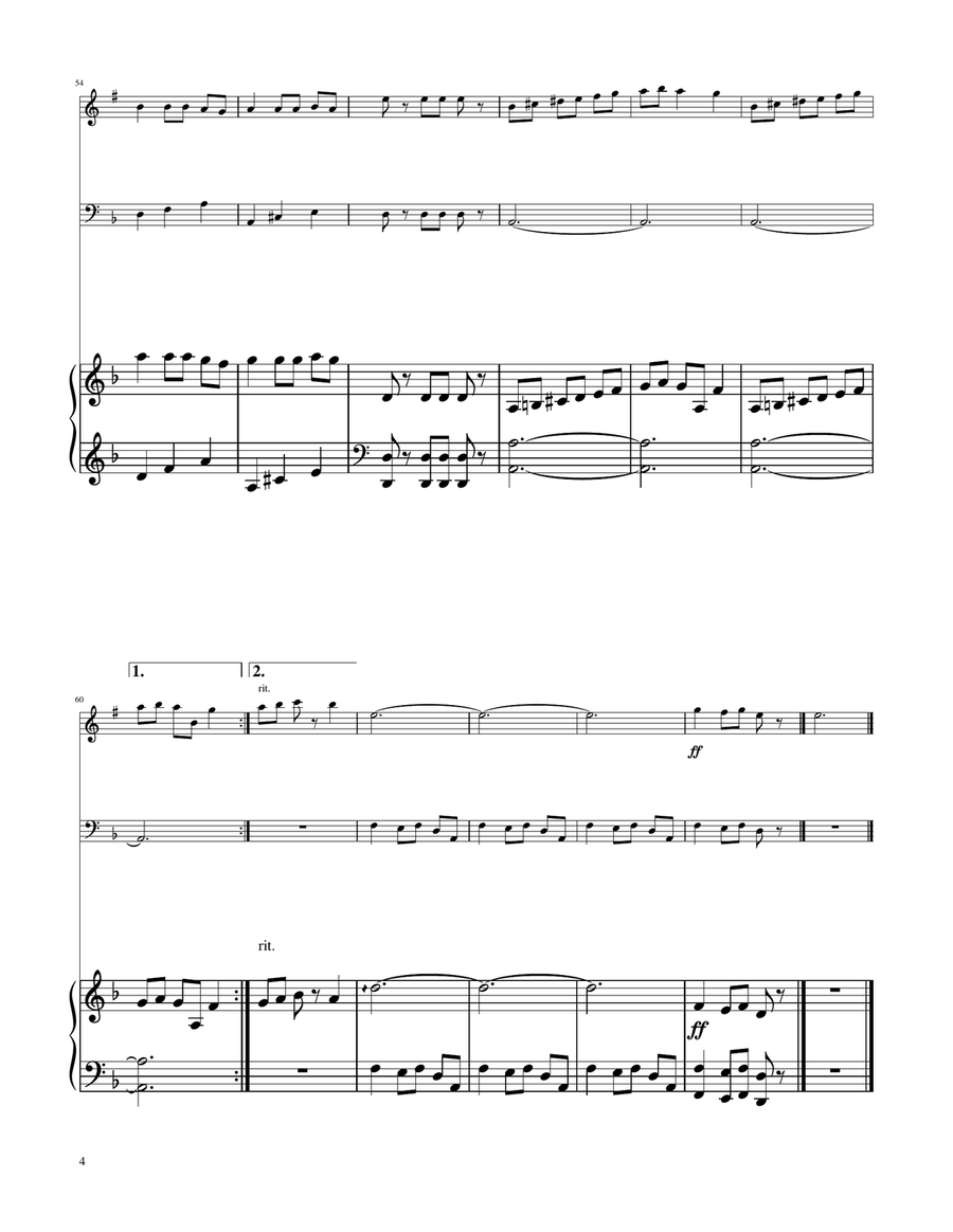 Carol of The Bells - Trumpet and Trombone Duet Brass Duet scores gallery preview page 4
