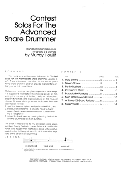 Contest Solos For The Advanced Snare Drummer