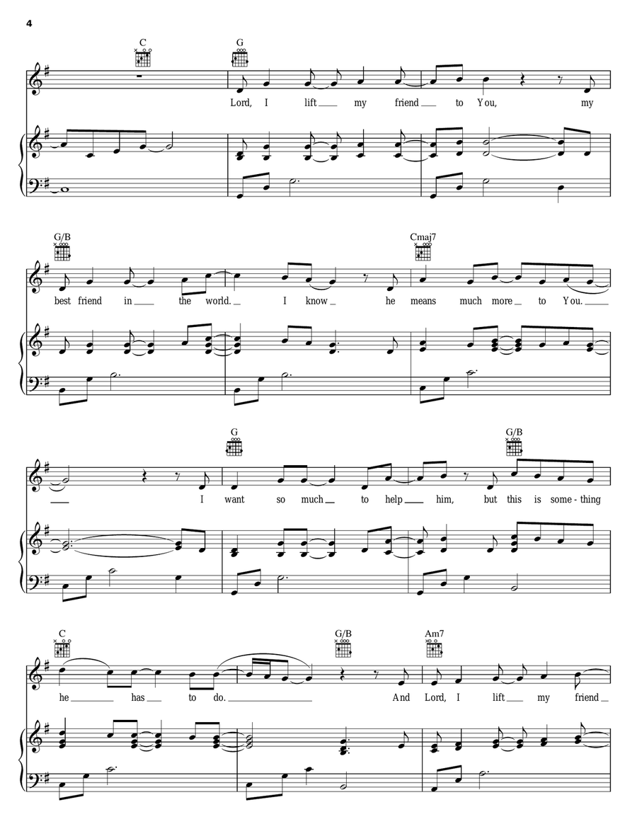 Prayer For A Friend Prayer For A Friend Piano, Vocal, Guitar scores gallery preview page 4