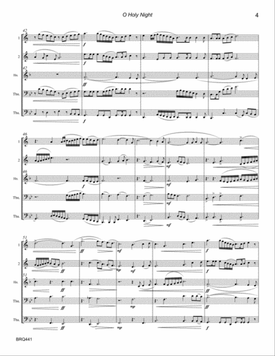 O HOLY NIGHT - unaccompanied BRASS QUINTET O HOLY NIGHT - unaccompanied BRASS QUINTET Brass Quintet scores gallery preview page 4