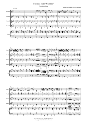 Toreador's Song (Fantasia from Carmen) for Violin Quartet